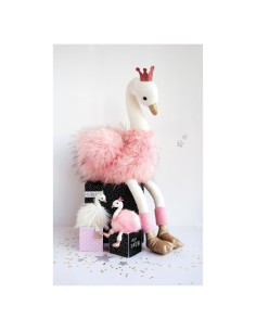 Peluche gigante cisne rosa con corona brillante 80cm 2