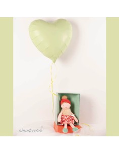 Muñeca demoiselle amapola 30 cm + globo helio