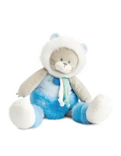 Peluche león blanco y azul 55 cm