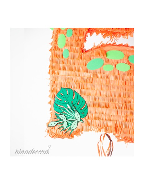 Piñata dinosaurio naranja para fiesta