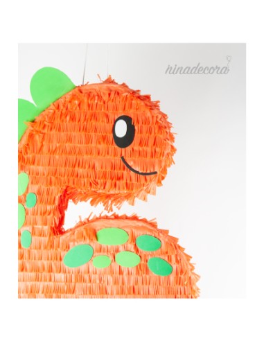 Piñata dinosaurio naranja para fiesta