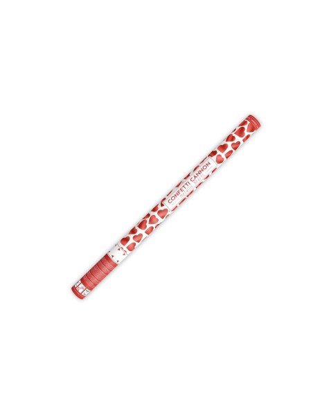 Cañón confetti corazón rojo metálico, 80 cm