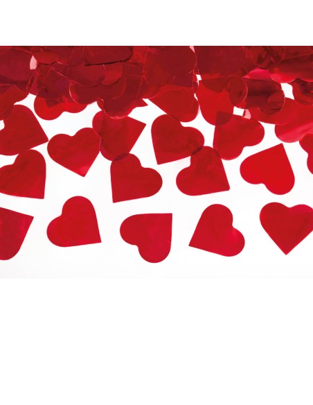 Cañón confetti corazón rojo metálico, 80 cm