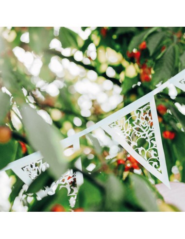 Guirnalda de papel blanco perlado, brocado...