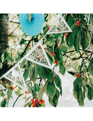 Guirnalda de papel blanco perlado, brocado...