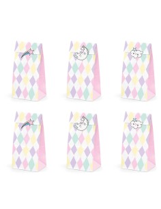 Bolsa papel unicornio y pegatinas, 6 uds.