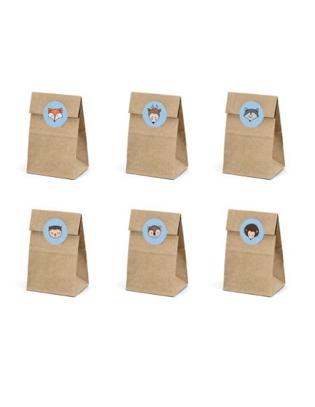 Bolsa papel woodland y pegatinas, 6 uds.