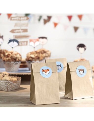 Bolsa papel kraft woodland y pegatinas, 6 uds.