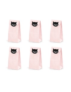 Bolsa papel gatita y pegatinas, 6 uds.