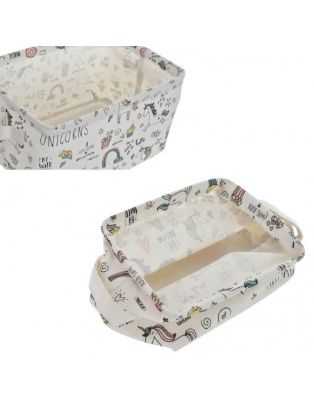 Conjunto 4 cestas de tela diseño unicornio
