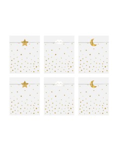 Bolsa papel luna y estrellas oro con pegatinas, 6 uds.