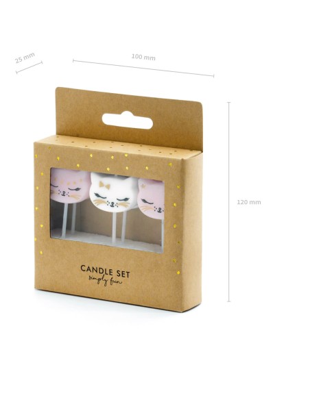Velas gato rosa, 6 unidades