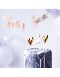 Velas cisnes y corazones dorados 2