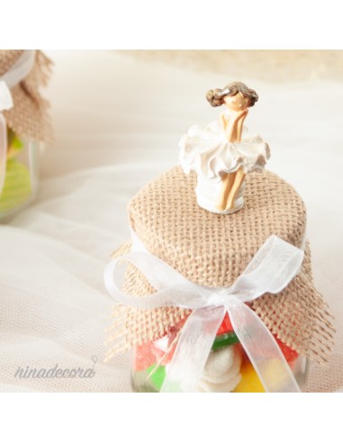 Tarro golosinas con muñeca, comuniones, bailarina