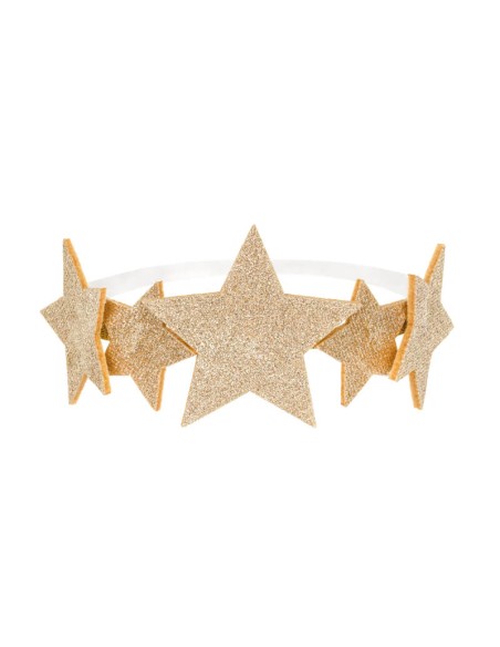 Diadema estrellas doradas glitter