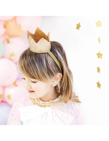 Diadema corona dorada glitter
