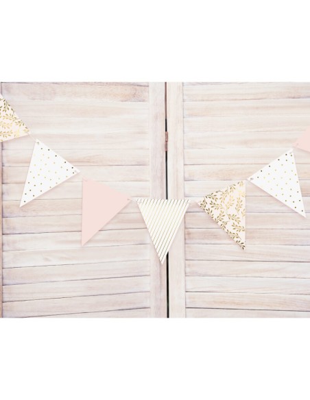 Guirnalda banderin blanco, oro y rosa