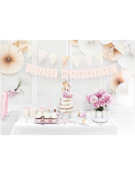 Guirnalda banderin blanco, oro y rosa