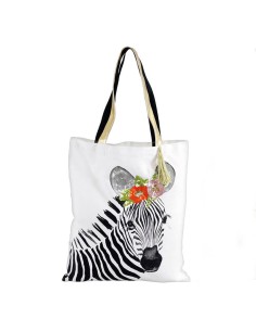 Bolsa de algodón 100%, Cebra con lentejuelas, tote bag