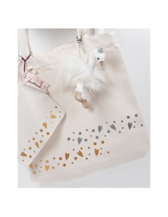 Bolsa de tela lunares y corazones