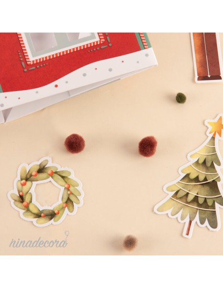 Casita navideña de cartón