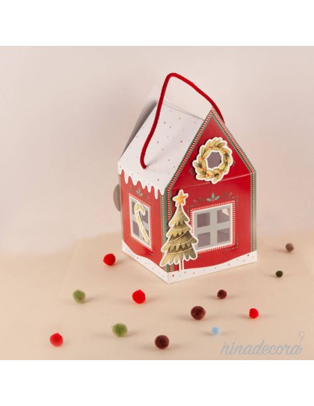 Casita navideña de cartón
