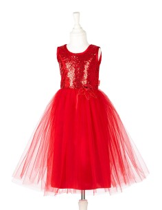 Disfraz vestido rojo Scarlet de Souza Talla 5-7 años Navidad
