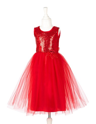 Disfraz vestido rojo Scarlet de Souza Talla 5-7 años Navidad