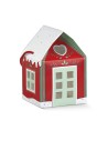 Caja de cartón automontable casita roja navidad DIY