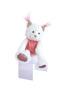 Peluche Lince blanco, cuerpo rosa y oro 30 cm