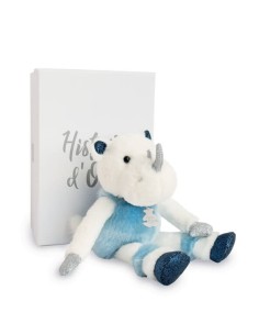 Peluche rinoceronte azul y blanco 25 cm+ caja regalo