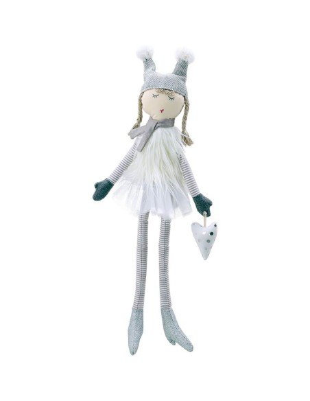 Muñeca blanca piernas largas y corazón en la mano Muñeca blanca piernas largas y corazón en la mano